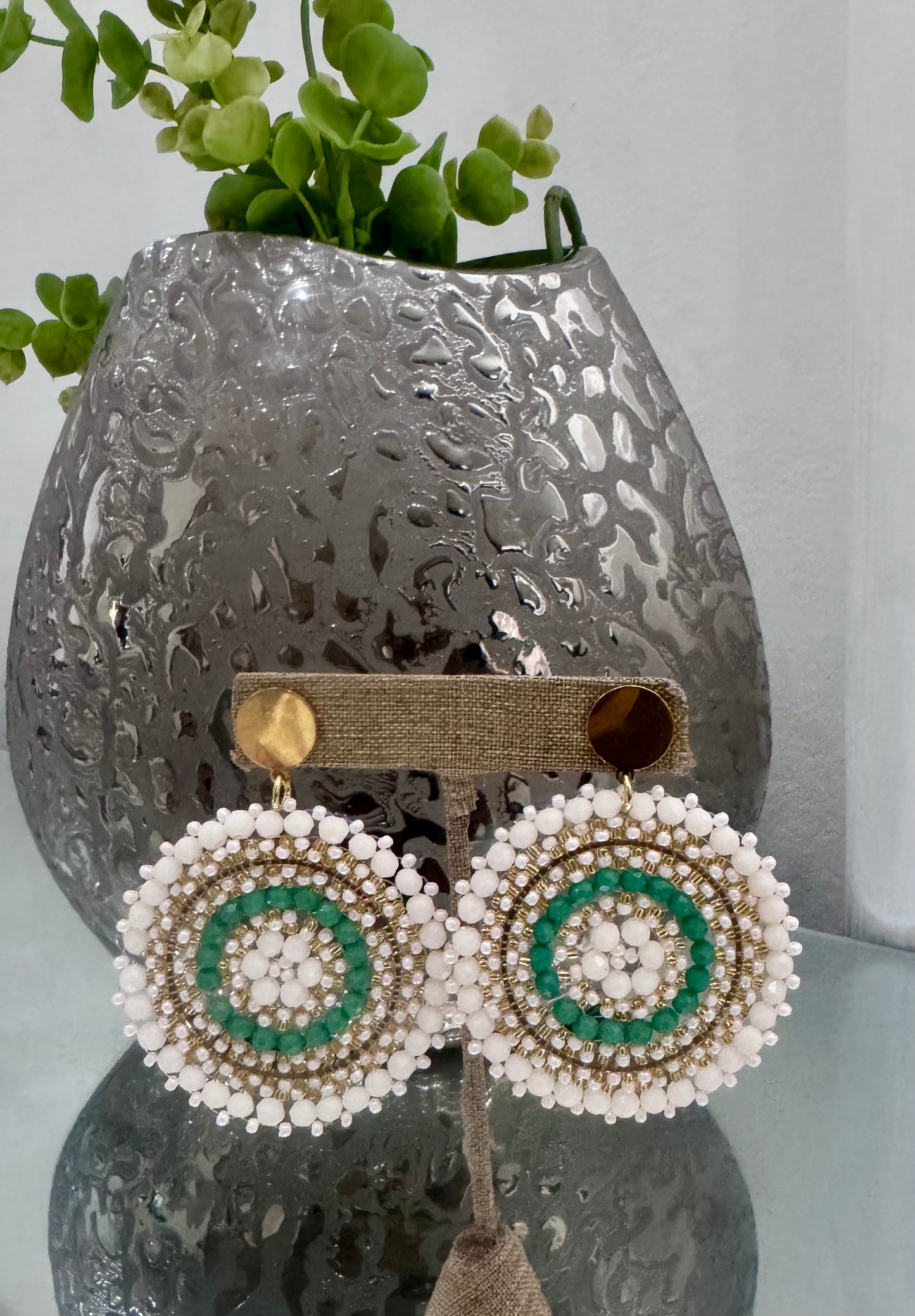 Aretes White & Emerald Luxe