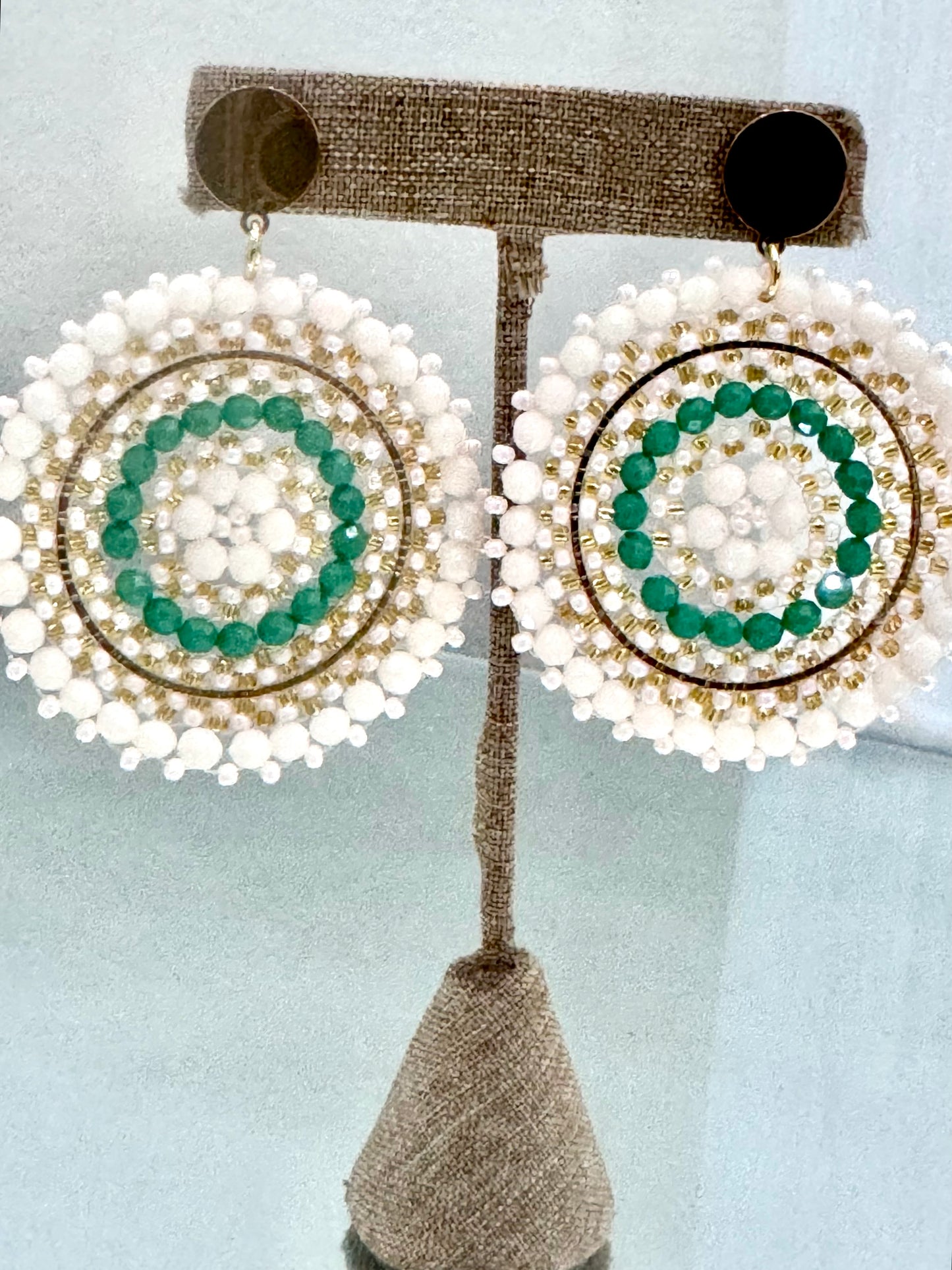 Aretes White & Emerald Luxe