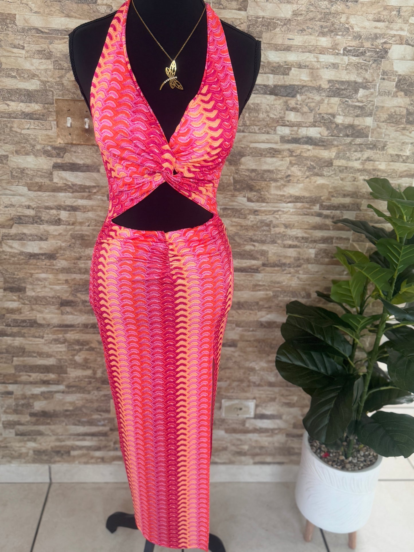 Vestido Midi Cut-Out Estampado