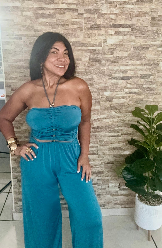 Cutout Front Wide Leg Jumpsuit