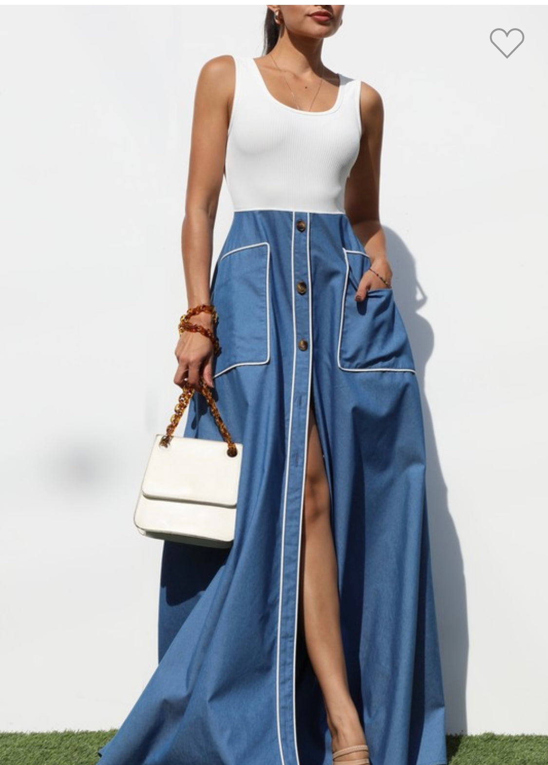 Casual Tank Top Denim Maxi Dresses