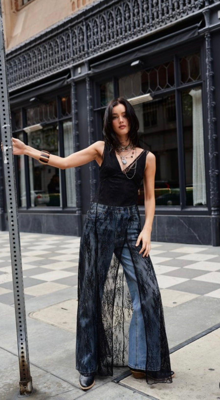 V Neck Bodysuit And Sheer Lace
Dress Set