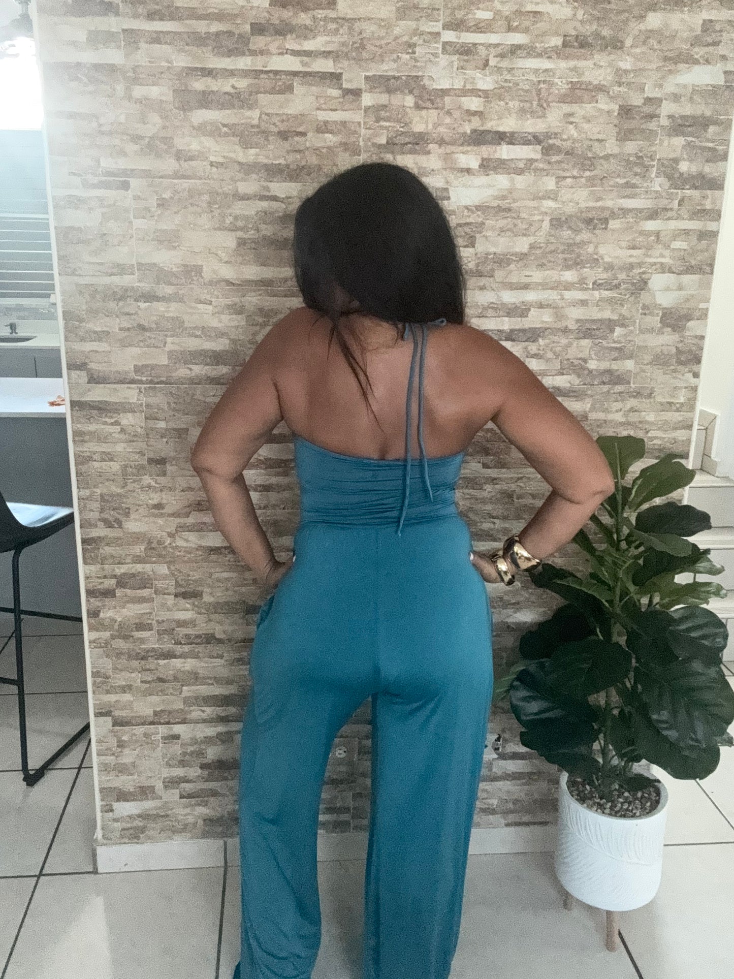Cutout Front Wide Leg Jumpsuit