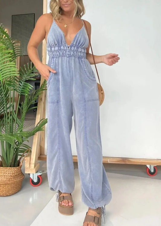 Fashion Sling Denim Jumpsuit