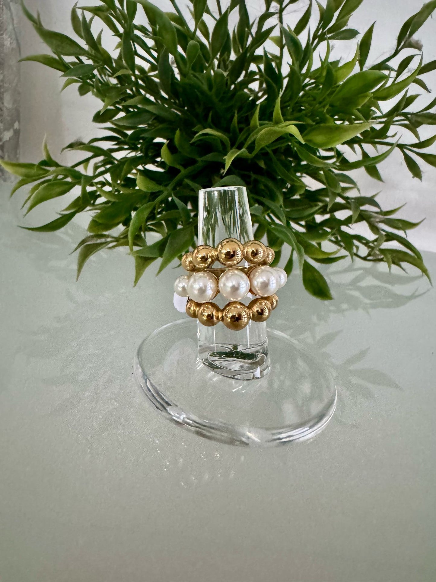 RING W PEARL SS GOLD