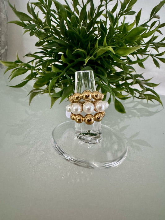 RING W PEARL SS GOLD