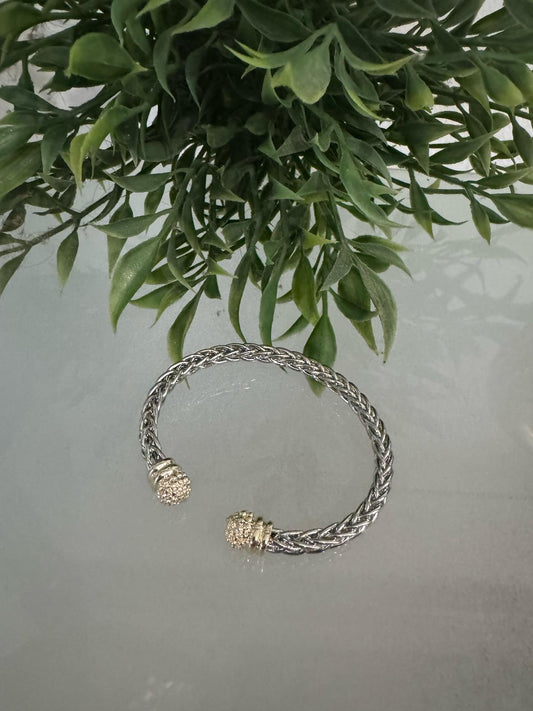 Pulsera Trenzada en Acero Inoxidable con Baño de Rodio