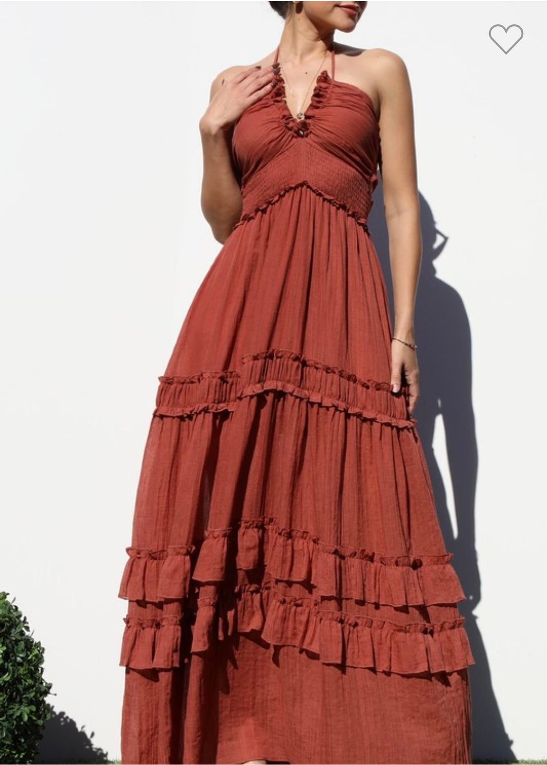 V Neck Woven Maxi Dress